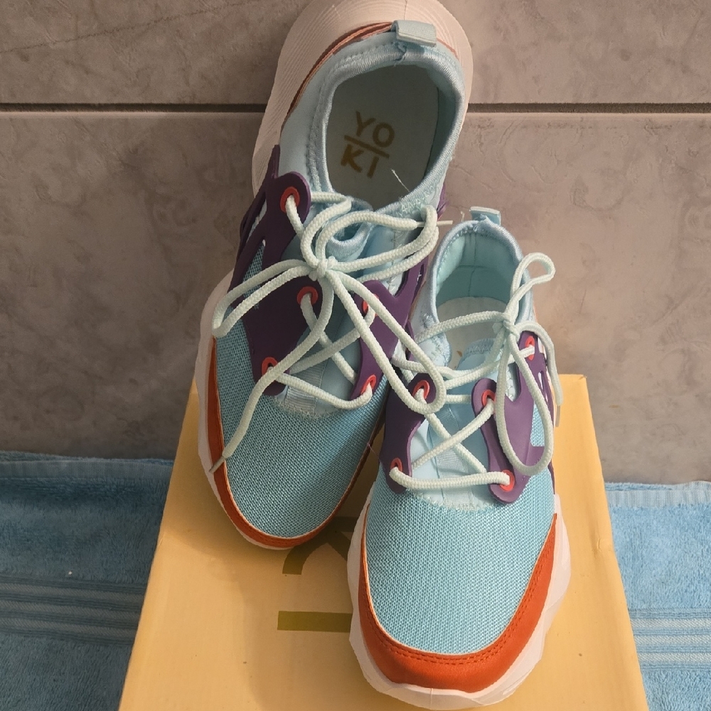 Yoki Women's Sneakers - Light Blue, Purple, and Orange